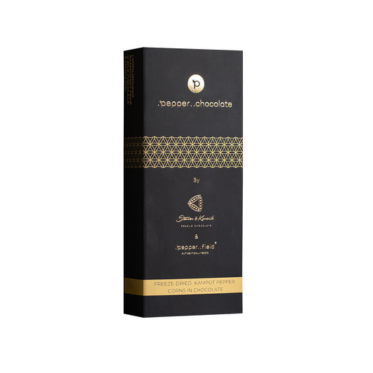 Zlaté čokoládové dražé s lyofilizovaným Kampotským pepřem - .pepper..chocolate