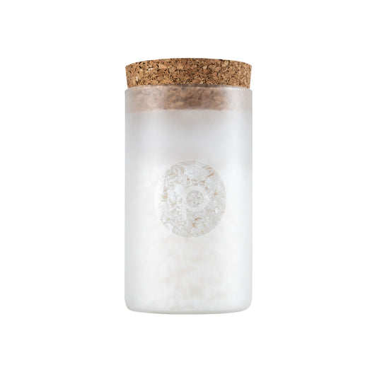 Solné pyramidy z Kampotu - Vločková sůl v luxusní dárkové dóze z pískovaného českého skla 170g