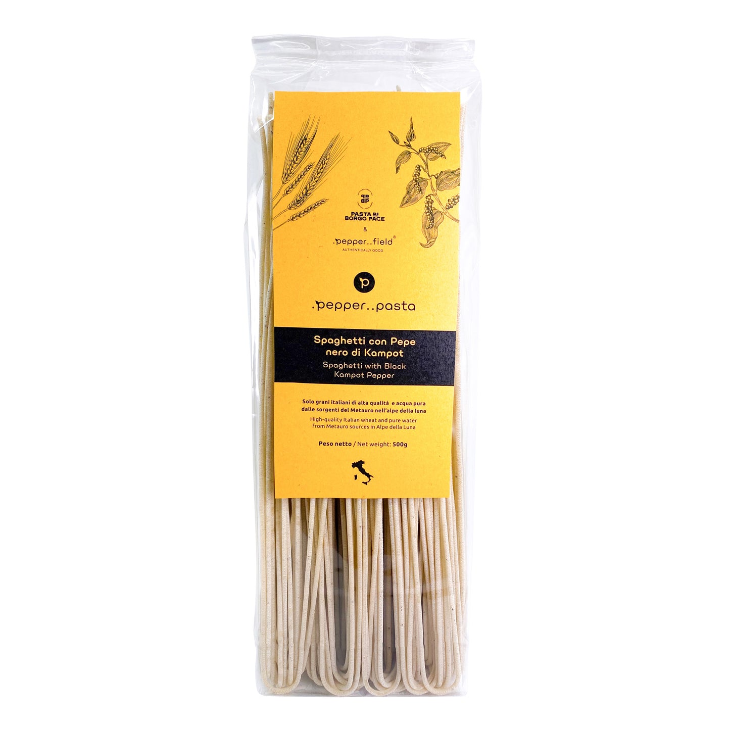 Pravé italské bezvaječné těstoviny s Kampotským pepřem 500g - .pepper..pasta